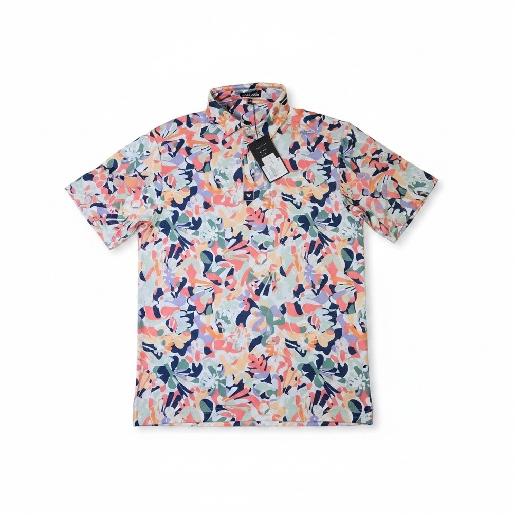 NWT Bad Birdie Polo Shirt M Colorful Abstract Pattern - Picture 3 of 9